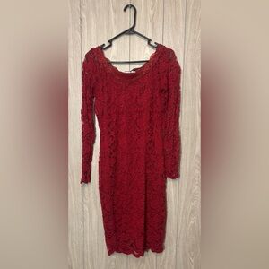 Maurices Deep Red Lace Long Sleeve Dress